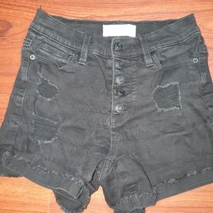 MUDD FLX Stretch Jean Shorts Distressed Black junior sz 1